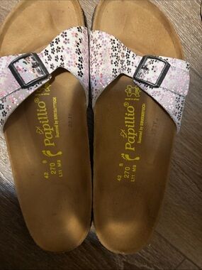 Papillio Buckle Slide Sandals in Light Pink Floral